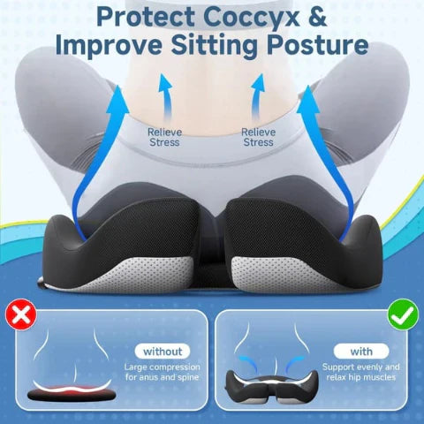 Travel Seat Cushion Memory Foam U-Shaped Pillow for Chair Cushion Pad Car Office Hip Support Massage Orthopedic Pillow