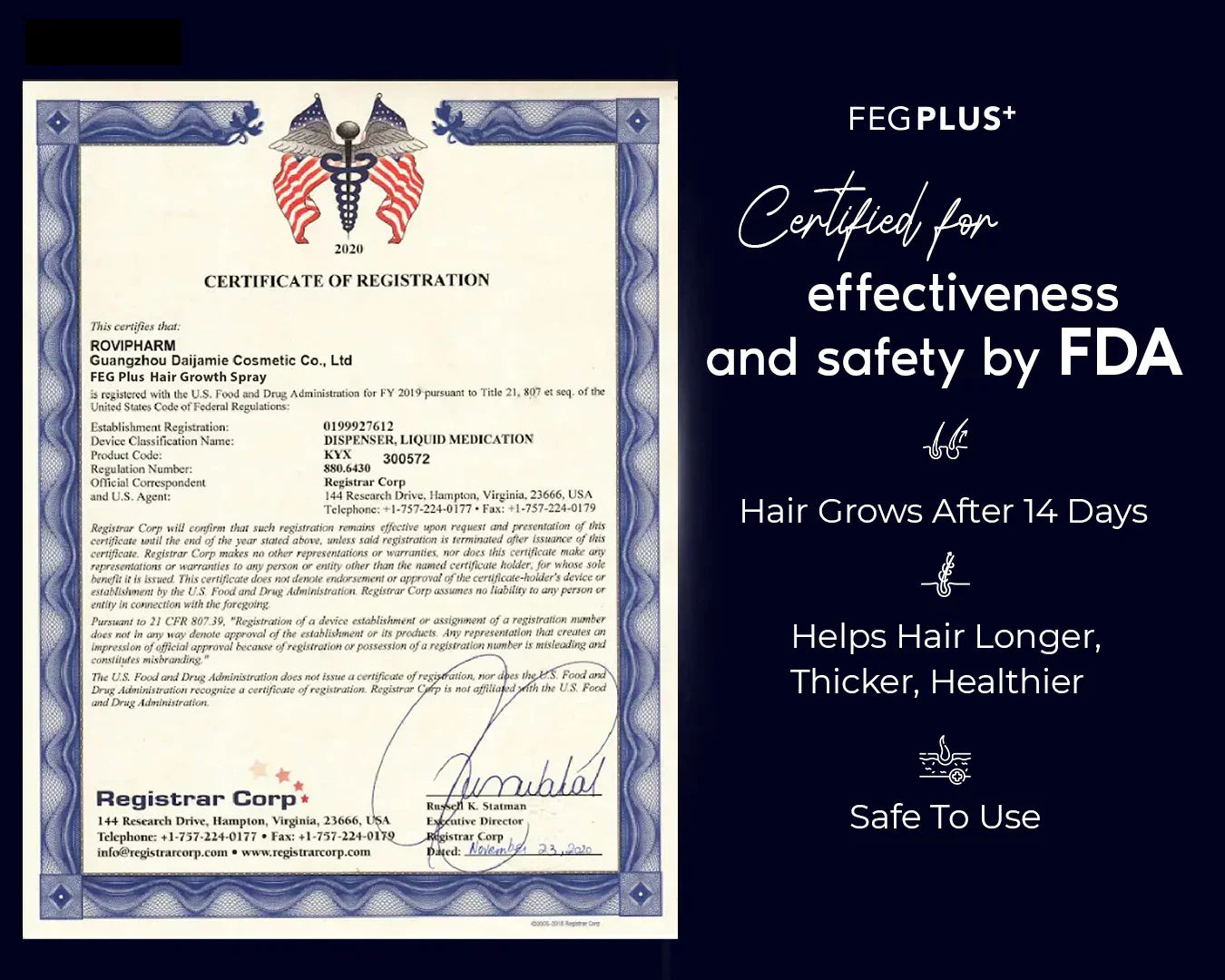 FEG Plus Hair Strong Growth Spray 100% Original For Men & Women