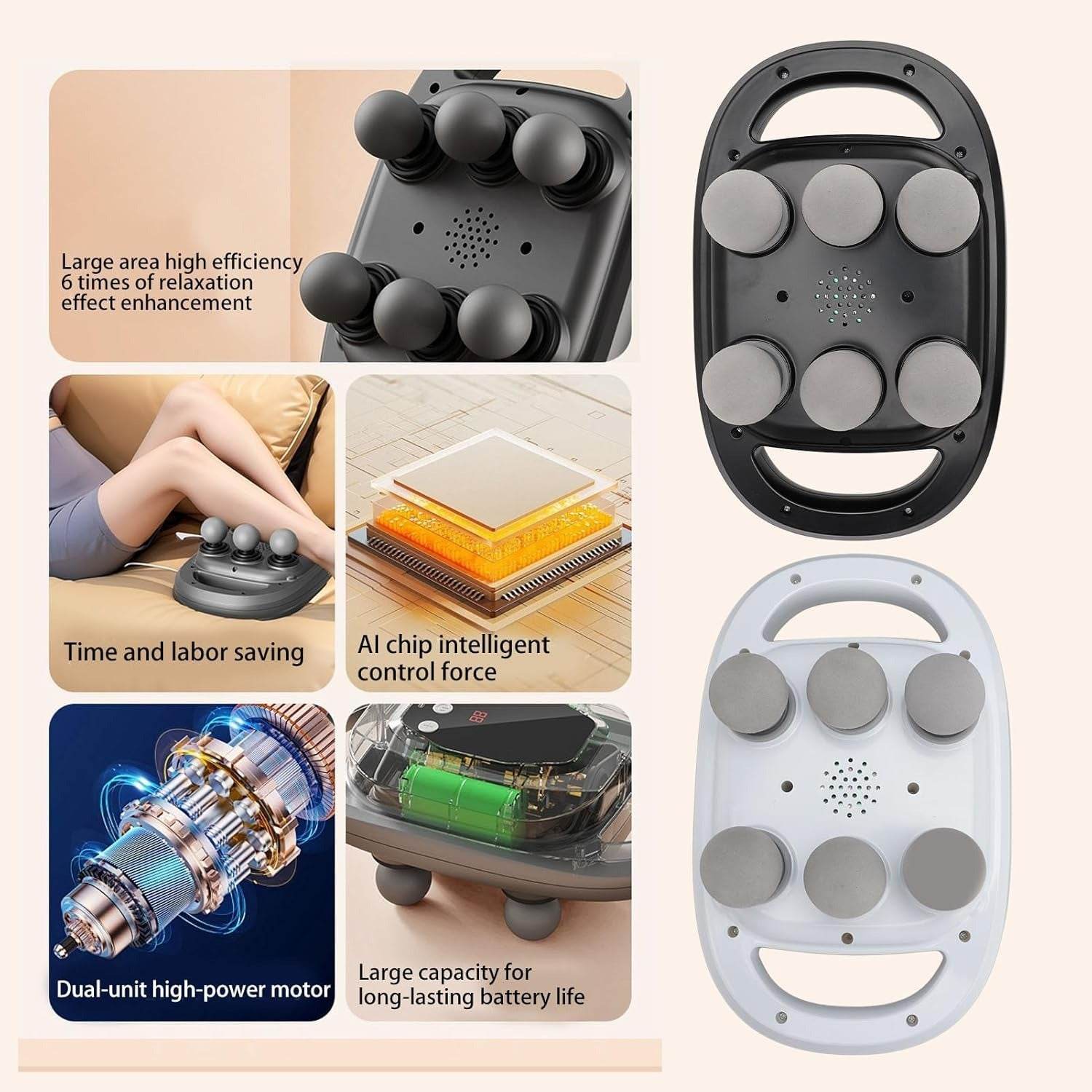 6 Heads Massager Gun for Muscle Relief Deep Tissue Percussion for Neck Cervical Spine Full Body